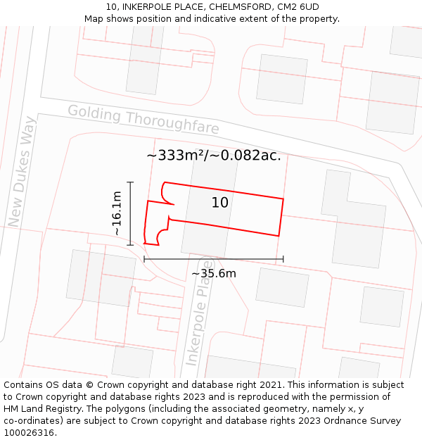 10, INKERPOLE PLACE, CHELMSFORD, CM2 6UD: Plot and title map