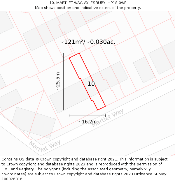 10, MARTLET WAY, AYLESBURY, HP18 0WE: Plot and title map