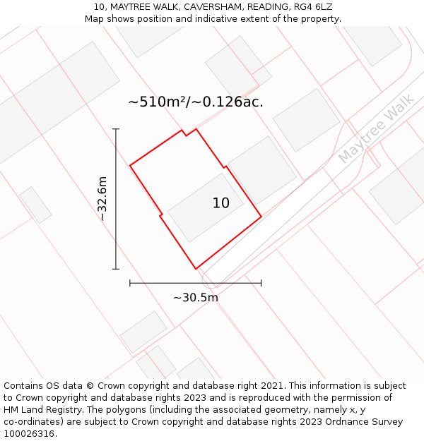 10, MAYTREE WALK, CAVERSHAM, READING, RG4 6LZ: Plot and title map