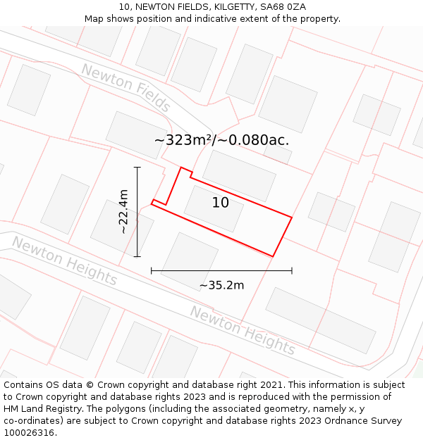 10, NEWTON FIELDS, KILGETTY, SA68 0ZA: Plot and title map