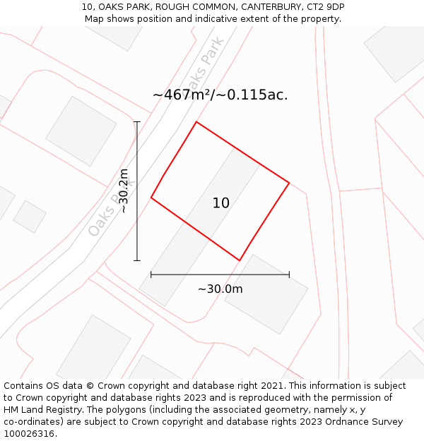 10, OAKS PARK, ROUGH COMMON, CANTERBURY, CT2 9DP: Plot and title map