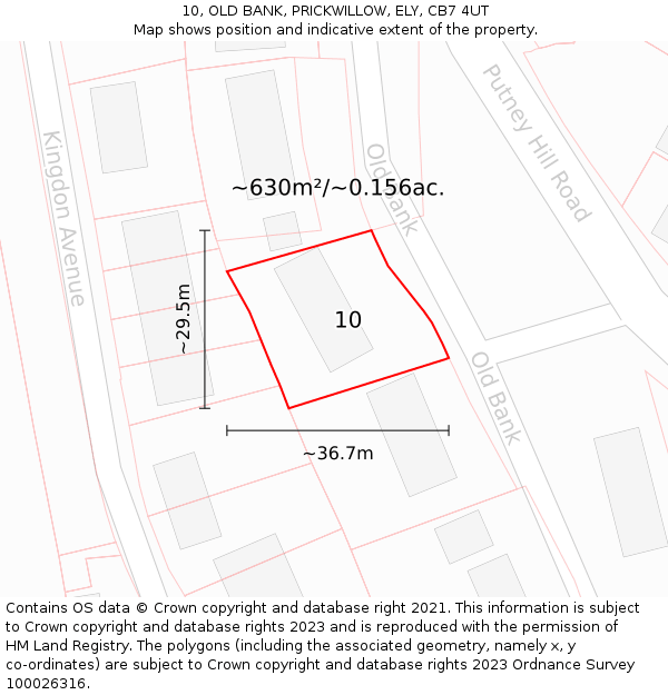 10, OLD BANK, PRICKWILLOW, ELY, CB7 4UT: Plot and title map