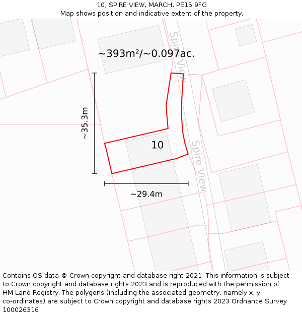 10, SPIRE VIEW, MARCH, PE15 9FG: Plot and title map