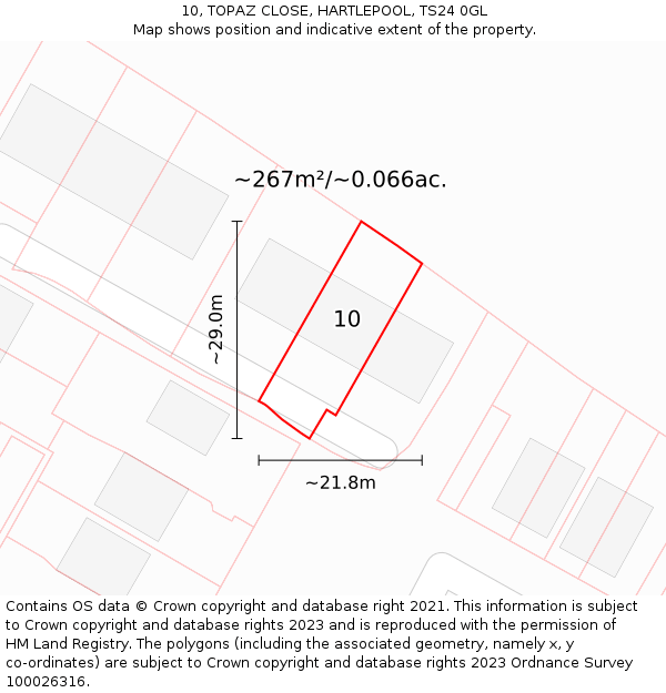 10, TOPAZ CLOSE, HARTLEPOOL, TS24 0GL: Plot and title map