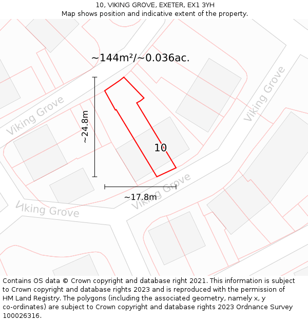 10, VIKING GROVE, EXETER, EX1 3YH: Plot and title map