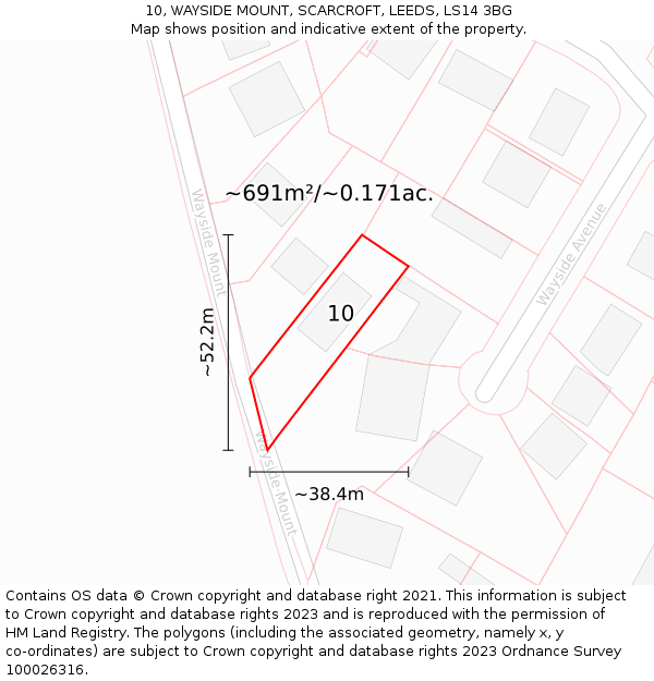 10, WAYSIDE MOUNT, SCARCROFT, LEEDS, LS14 3BG: Plot and title map