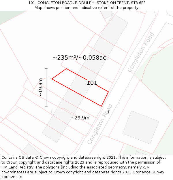 101, CONGLETON ROAD, BIDDULPH, STOKE-ON-TRENT, ST8 6EF: Plot and title map