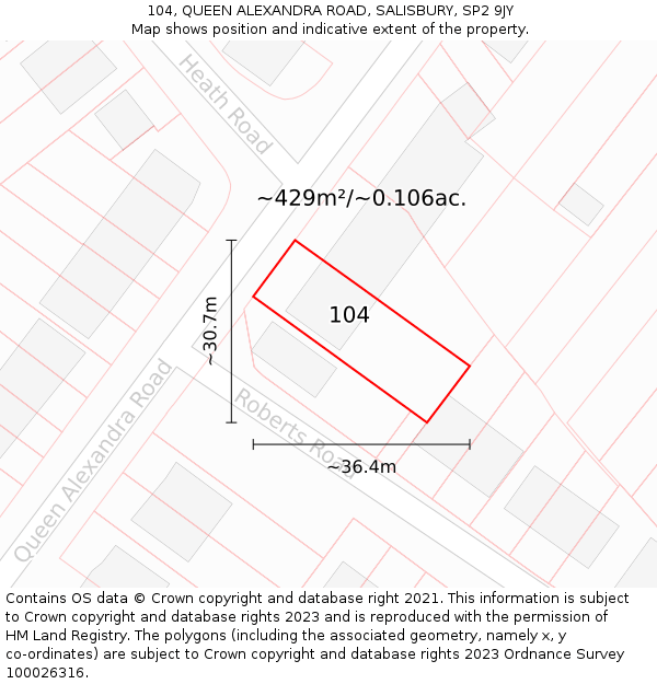 104, QUEEN ALEXANDRA ROAD, SALISBURY, SP2 9JY: Plot and title map