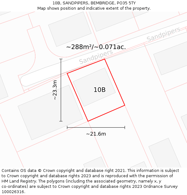 10B, SANDPIPERS, BEMBRIDGE, PO35 5TY: Plot and title map