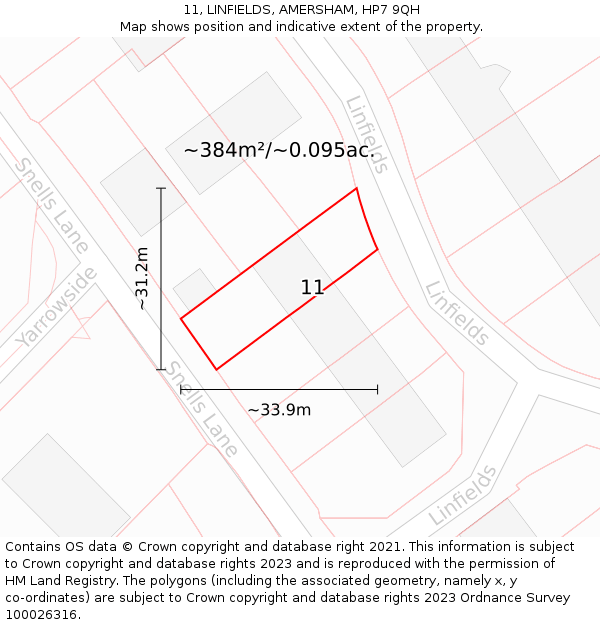 11, LINFIELDS, AMERSHAM, HP7 9QH: Plot and title map