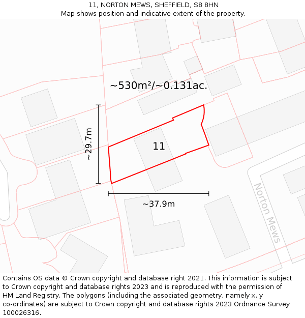 11, NORTON MEWS, SHEFFIELD, S8 8HN: Plot and title map