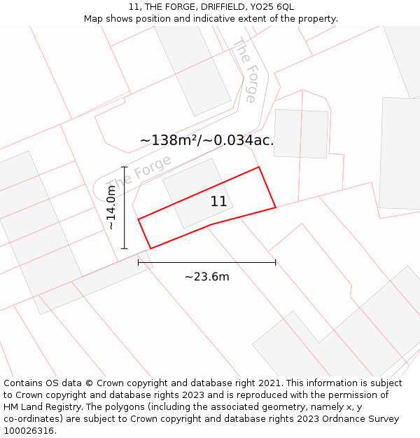 11, THE FORGE, DRIFFIELD, YO25 6QL: Plot and title map