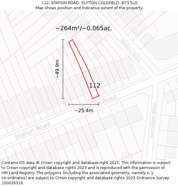 112, STATION ROAD, SUTTON COLDFIELD, B73 5LD: Plot and title map