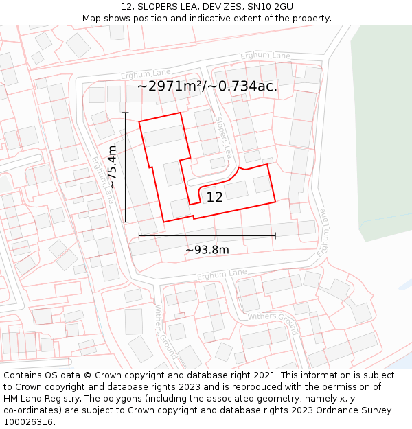 12, SLOPERS LEA, DEVIZES, SN10 2GU: Plot and title map