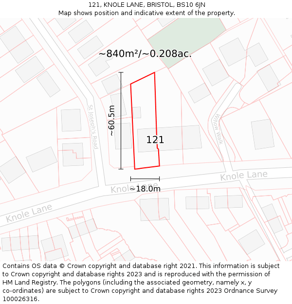 121, KNOLE LANE, BRISTOL, BS10 6JN: Plot and title map