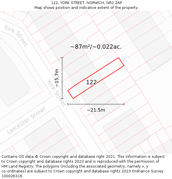 122, YORK STREET, NORWICH, NR2 2AP: Plot and title map