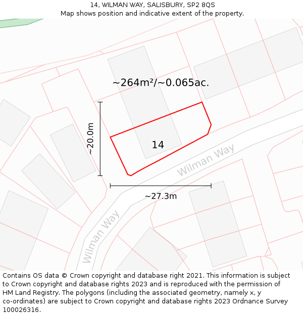 14, WILMAN WAY, SALISBURY, SP2 8QS: Plot and title map