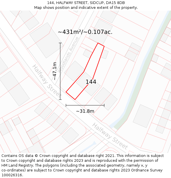 144, HALFWAY STREET, SIDCUP, DA15 8DB: Plot and title map