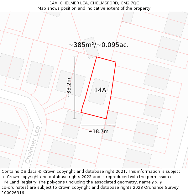 14A, CHELMER LEA, CHELMSFORD, CM2 7QG: Plot and title map