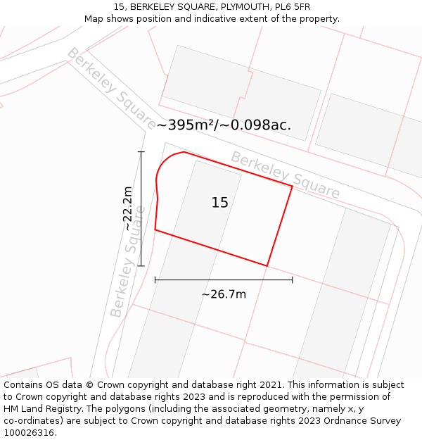 15, BERKELEY SQUARE, PLYMOUTH, PL6 5FR: Plot and title map