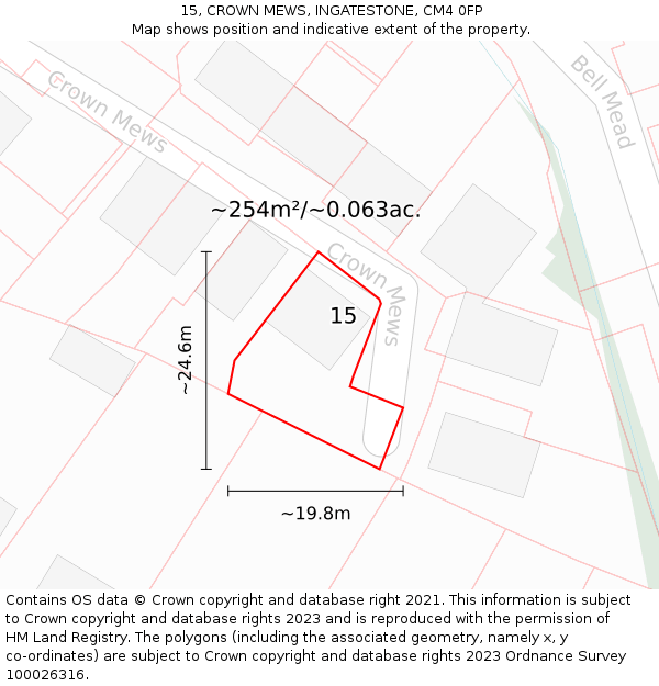 15, CROWN MEWS, INGATESTONE, CM4 0FP: Plot and title map