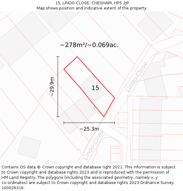15, LINDO CLOSE, CHESHAM, HP5 2JP: Plot and title map