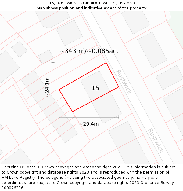 15, RUSTWICK, TUNBRIDGE WELLS, TN4 8NR: Plot and title map