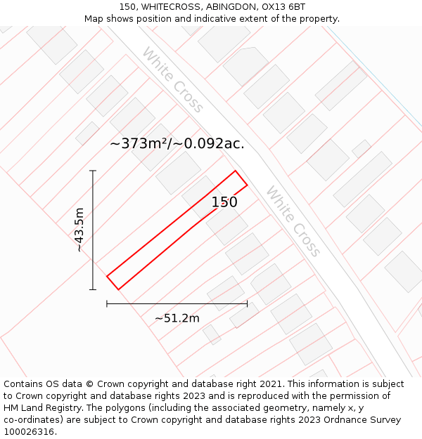 150, WHITECROSS, ABINGDON, OX13 6BT: Plot and title map