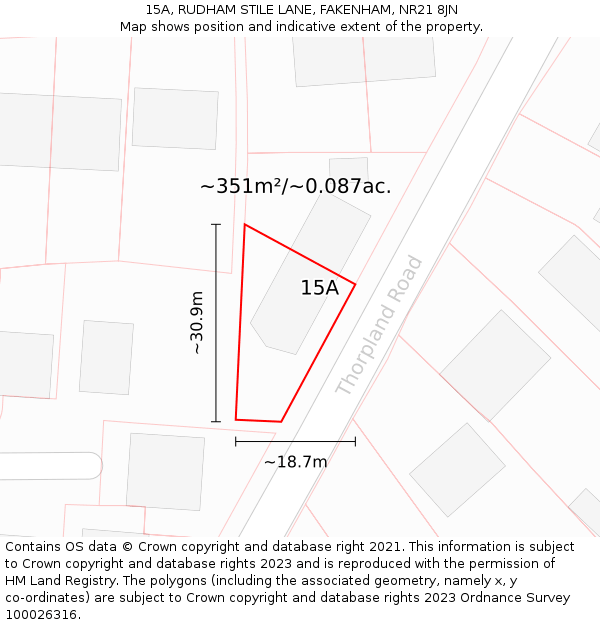 15A, RUDHAM STILE LANE, FAKENHAM, NR21 8JN: Plot and title map