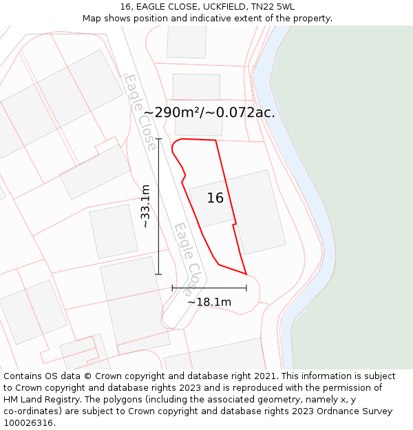 16, EAGLE CLOSE, UCKFIELD, TN22 5WL: Plot and title map