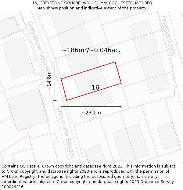 16, GREYSTONE SQUARE, WOULDHAM, ROCHESTER, ME1 3FQ: Plot and title map