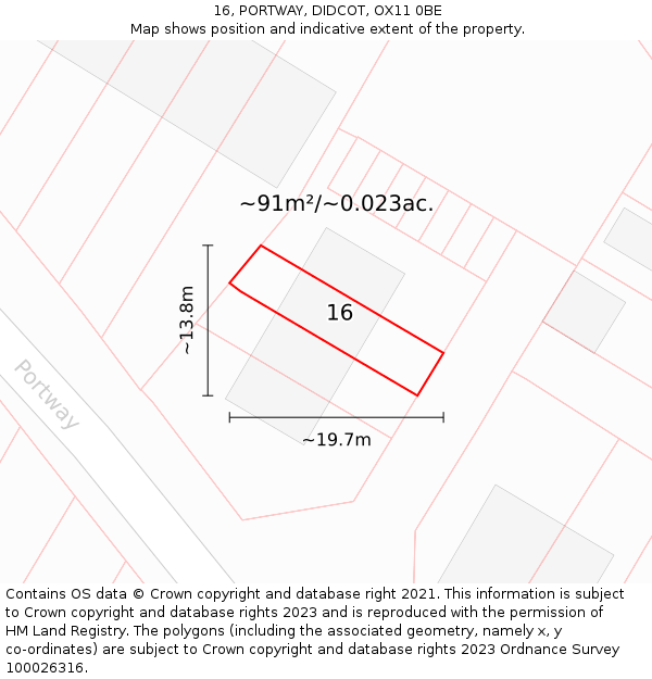 16, PORTWAY, DIDCOT, OX11 0BE: Plot and title map