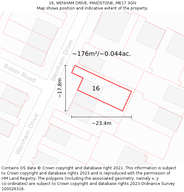 16, WENHAM DRIVE, MAIDSTONE, ME17 3GN: Plot and title map