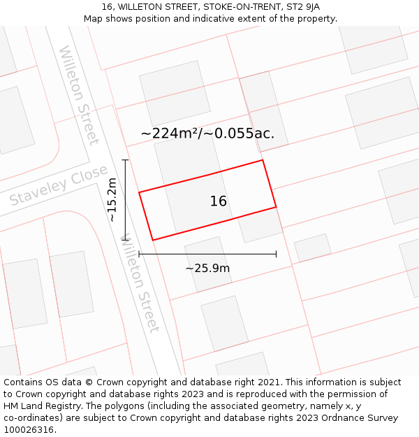 16, WILLETON STREET, STOKE-ON-TRENT, ST2 9JA: Plot and title map