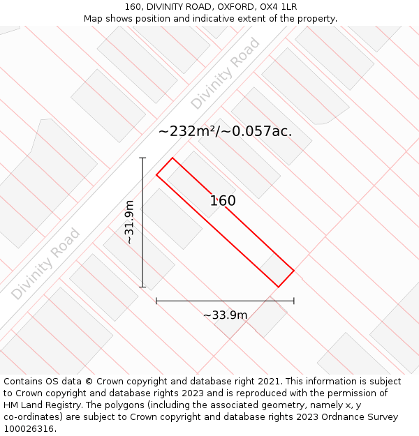 160, DIVINITY ROAD, OXFORD, OX4 1LR: Plot and title map