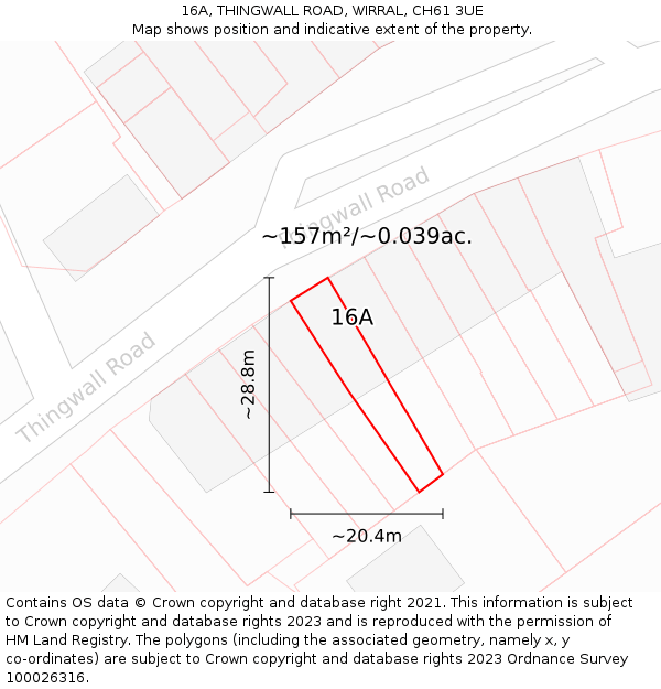 16A, THINGWALL ROAD, WIRRAL, CH61 3UE: Plot and title map