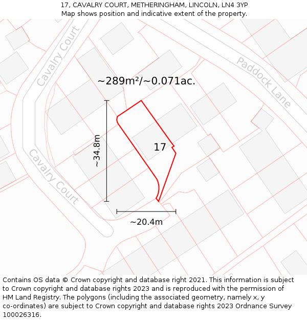 17, CAVALRY COURT, METHERINGHAM, LINCOLN, LN4 3YP: Plot and title map