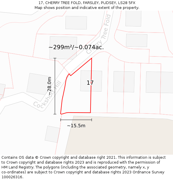 17, CHERRY TREE FOLD, FARSLEY, PUDSEY, LS28 5FX: Plot and title map