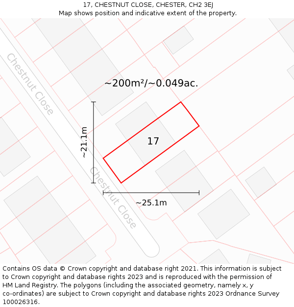 17, CHESTNUT CLOSE, CHESTER, CH2 3EJ: Plot and title map