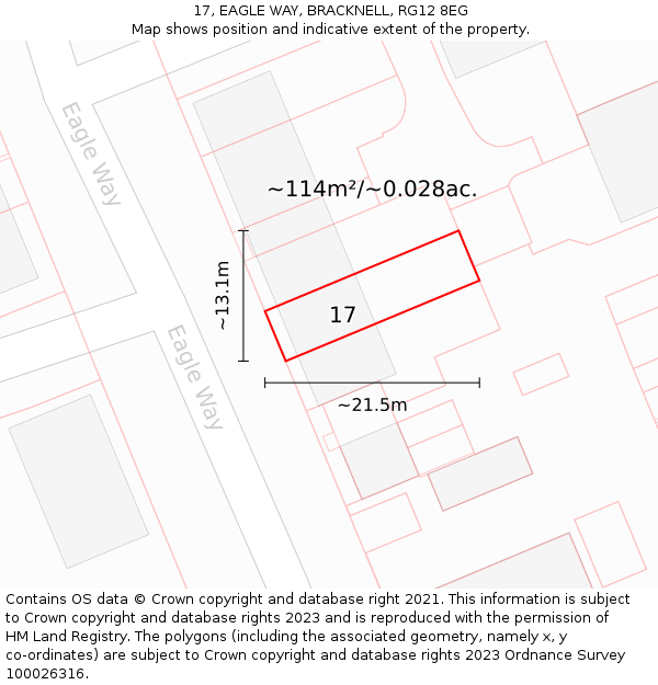 17, EAGLE WAY, BRACKNELL, RG12 8EG: Plot and title map