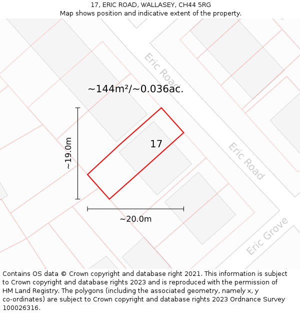 17, ERIC ROAD, WALLASEY, CH44 5RG: Plot and title map