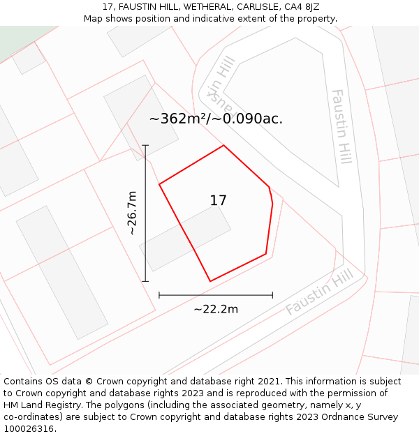 17, FAUSTIN HILL, WETHERAL, CARLISLE, CA4 8JZ: Plot and title map