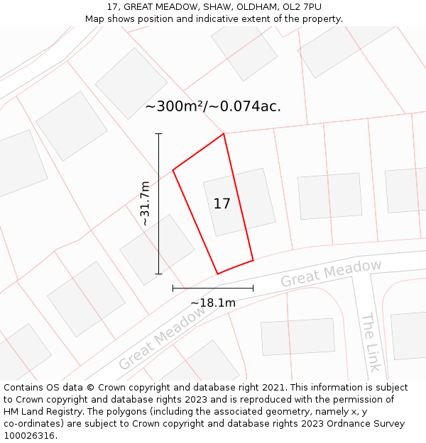 17, GREAT MEADOW, SHAW, OLDHAM, OL2 7PU: Plot and title map