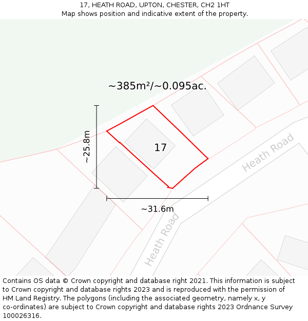17, HEATH ROAD, UPTON, CHESTER, CH2 1HT: Plot and title map