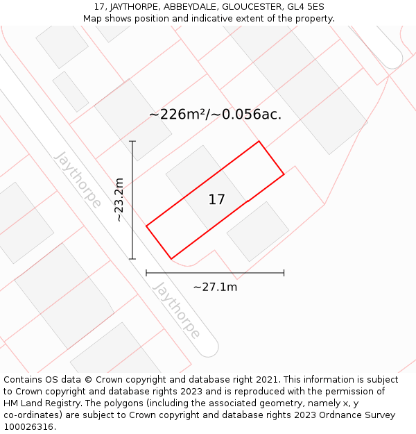 17, JAYTHORPE, ABBEYDALE, GLOUCESTER, GL4 5ES: Plot and title map