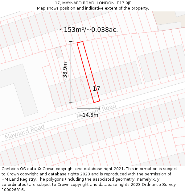 17, MAYNARD ROAD, LONDON, E17 9JE: Plot and title map