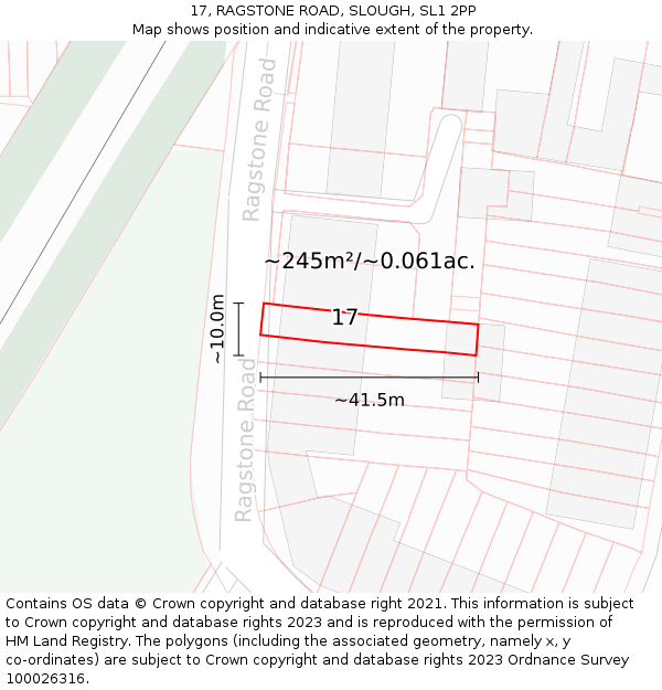 17, RAGSTONE ROAD, SLOUGH, SL1 2PP: Plot and title map