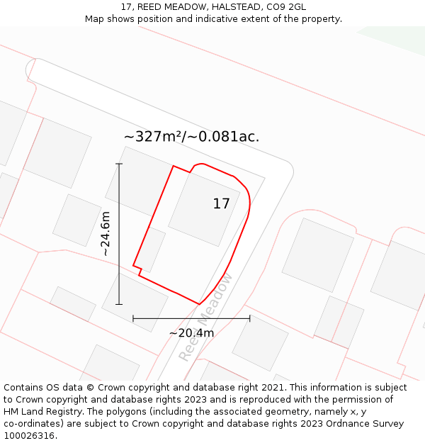 17, REED MEADOW, HALSTEAD, CO9 2GL: Plot and title map
