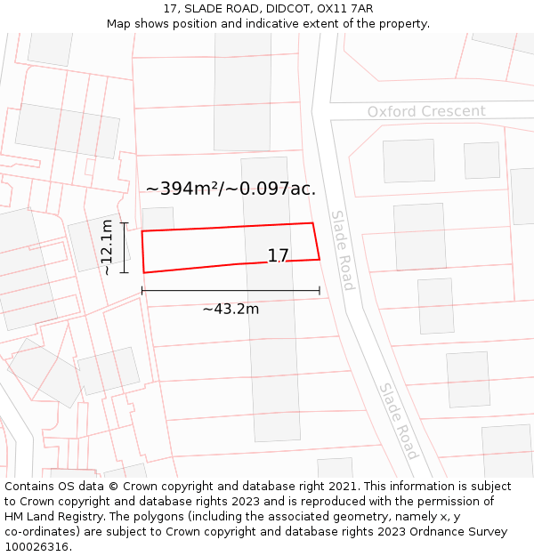 17, SLADE ROAD, DIDCOT, OX11 7AR: Plot and title map