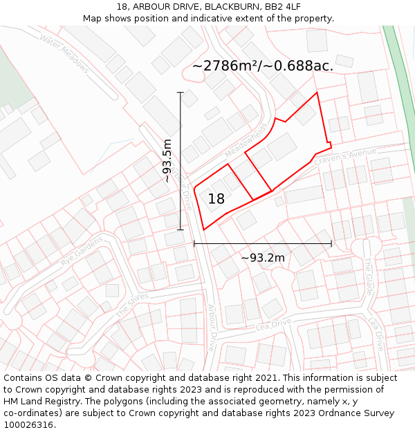 18, ARBOUR DRIVE, BLACKBURN, BB2 4LF: Plot and title map